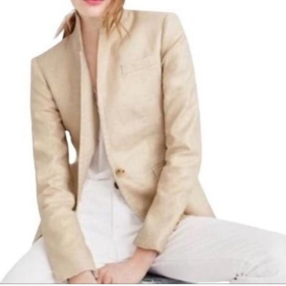J. Crew Jackets & Blazers - J.Crew Regent Metallic Gold Linen Blend Blazer Sport Coat Size 6